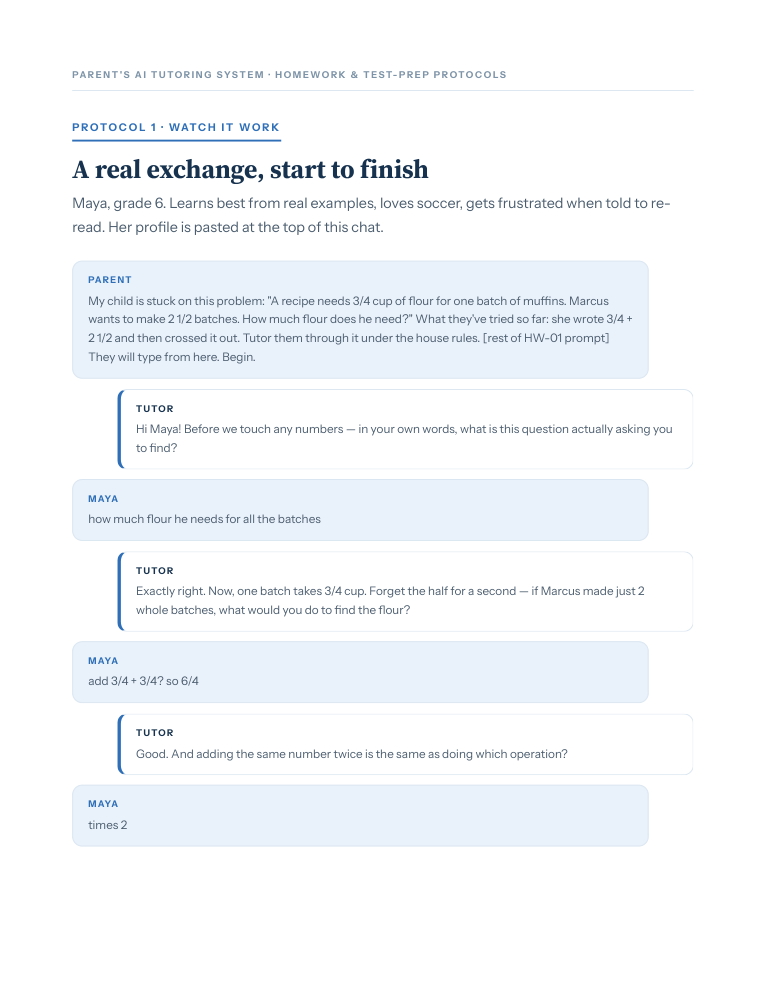 An example tutoring exchange from Book 4